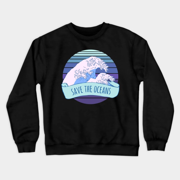 Aesthetic Save the oceans Wholesome Great Wave Crewneck Sweatshirt by FandomizedRose